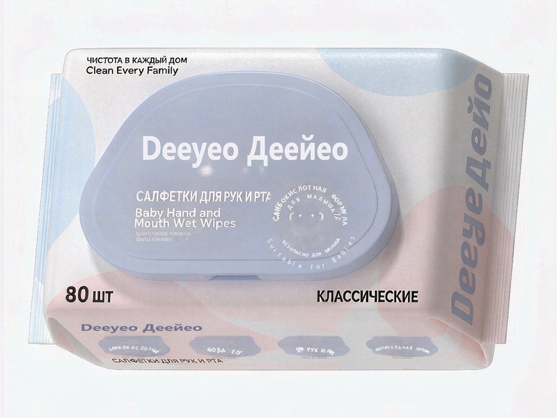 Детские влажные салфетки Deeyeo для рук и рта, 80 шт., деликатная защита